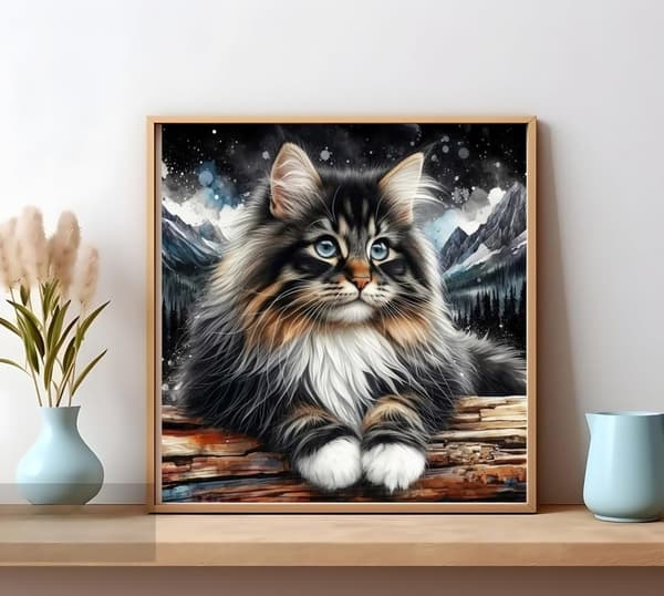 Bomclap Cat Diamond Art - 5D-kodin sisustussarja 35x35 cm (täysi pora)