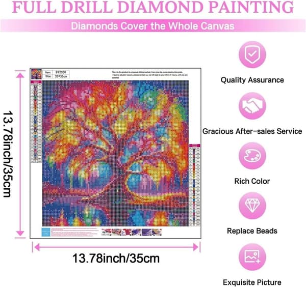 Bomclap Livets Träd Diamantmålning - Rund 5D Konstverk för Väggen 35x35 cm