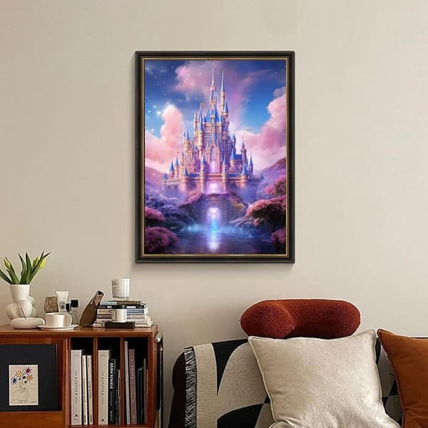 Bomclap Sagoslott Diamantmosaik - 5D tecknad borgdesign för vuxna nybörjare, hemdekoration 30x40 cm