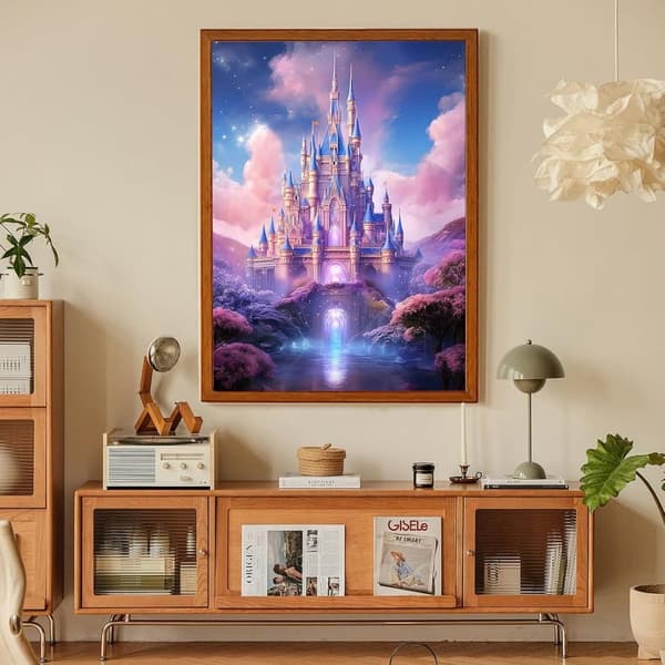 Bomclap Sagoslott Diamantmosaik - 5D tecknad borgdesign för vuxna nybörjare, hemdekoration 30x40 cm