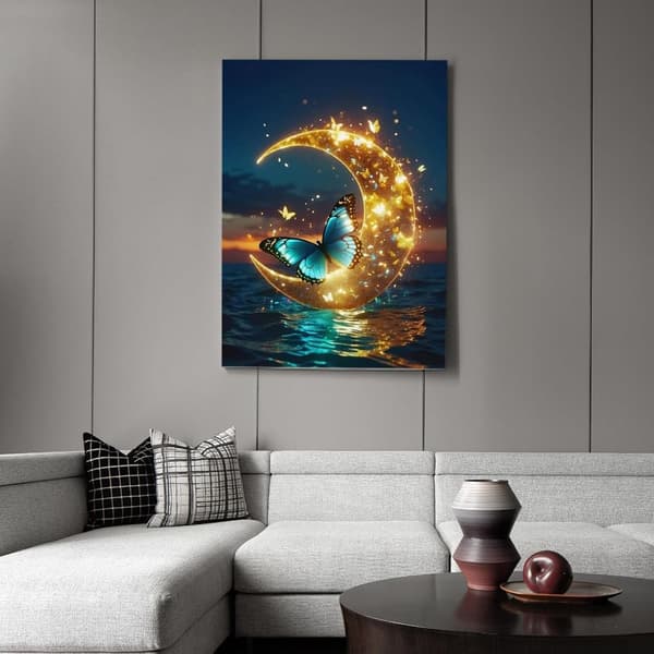 Bomclap Moon Butterfly Mosaic - 5D Night Scene Design aloittelijoille, kodinsisustus 30x40 cm