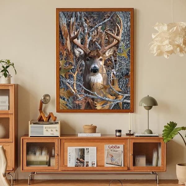 Bomclap Mystisk Skogshjort - 5D rundpärlemosaik djurdesign, inredningspresent 35x35 cm