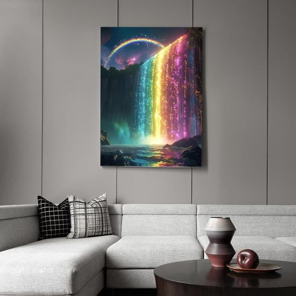 Bomclap Regnbågsvattenfall Diamantmålning - 5D fantasylandskap med full borrmönster, 30x40 cm