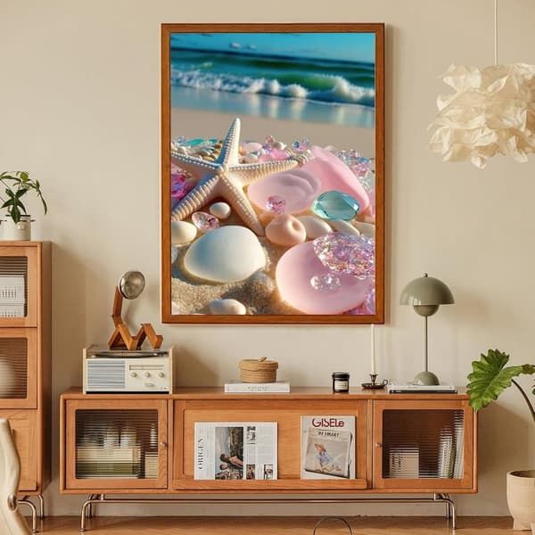 Bomclap rannikkoaihe timanttikäsityöt timanttimaalaus - 5D rantakohtaus merikivillä, DIY 30x40 cm