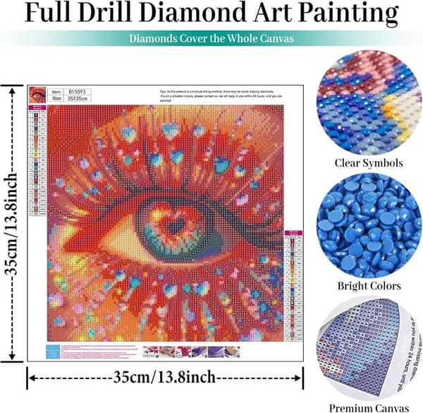 Bomclap Mystiskt Öga Design Diamantmålning - 5D fantasy diamantkonst för hemmet, 35x35 cm