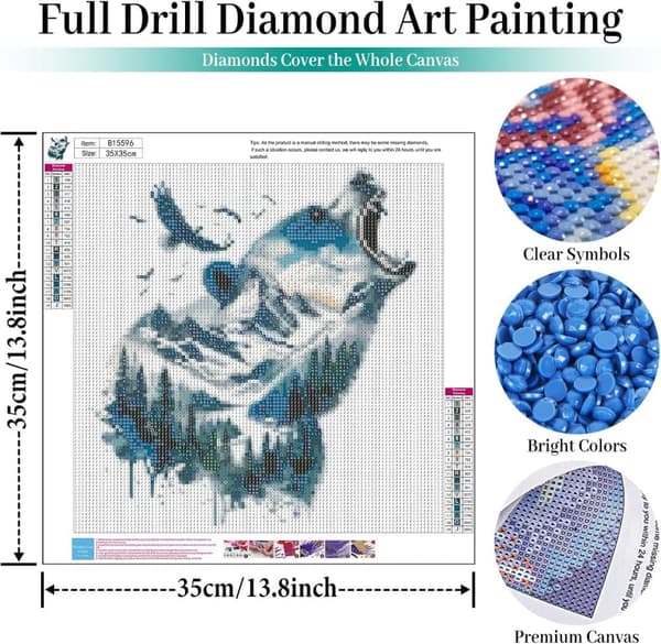 Bomclap Örn & Björn Duo Diamantmålning - 5D dubbeldjurmotiv för nybörjare, 35x35 cm