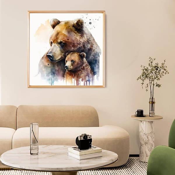 Bomclap söpö pandakarhu timanttimaalaus - 5D pyöreäreikäinen eläin seinäkoristeluun, 35x35 cm