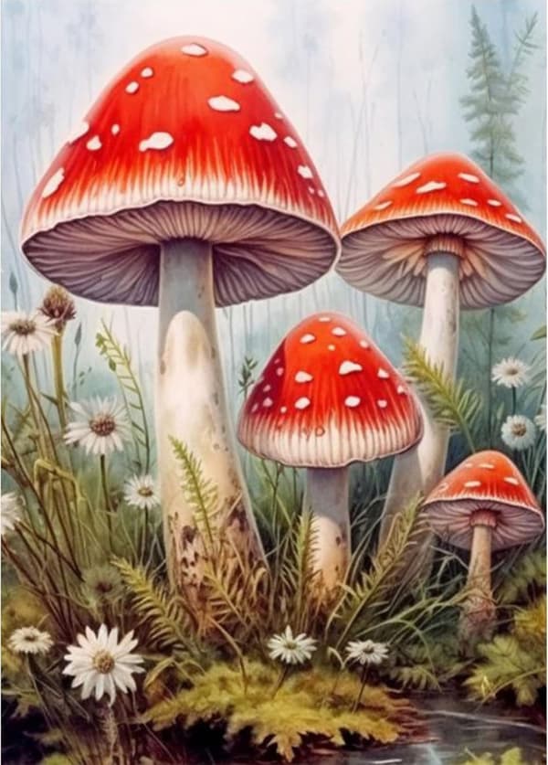 Bomclap Magiska Svamp Diamantmålning - 5D sagostil diamantpyssel, hemdekoration 30x40 cm