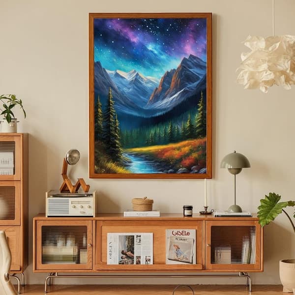 Bomclap Norrskensfjäll Diamantmålning - 5D Aurora landskapsmosaik, DIY 30x40 cm