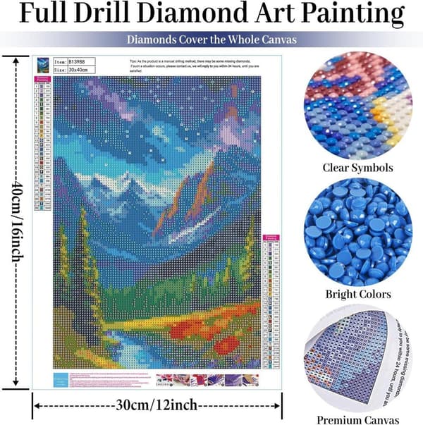 Bomclap Norrskensfjäll Diamantmålning - 5D Aurora landskapsmosaik, DIY 30x40 cm