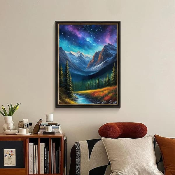 Bomclap Norrskensfjäll Diamantmålning - 5D Aurora landskapsmosaik, DIY 30x40 cm