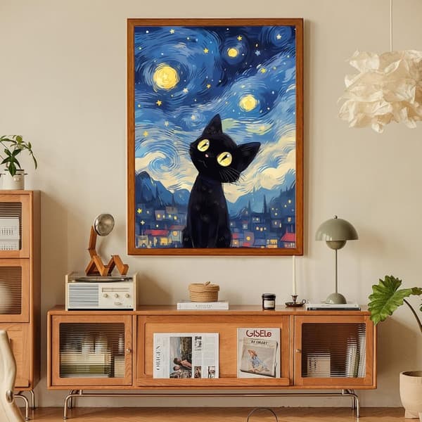 Bomclap Pawing Cat Diamond Painting - 5D Black Cat Design seinäkoristeluun, 30x40 cm