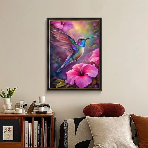 Bomclap Kolibrifågel Blomma Diamantmålning - 5D naturinspirerad mosaik, DIY 30x40 cm