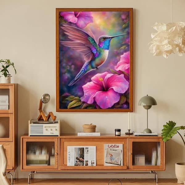 Bomclap Kolibrifågel Blomma Diamantmålning - 5D naturinspirerad mosaik, DIY 30x40 cm