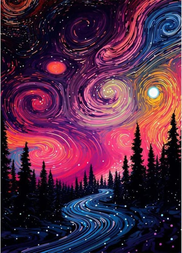 Bomclap Stjärnhimmel Diamantmosaik - 5D magisk nattscen för nybörjare, hemdekoration 30x40 cm