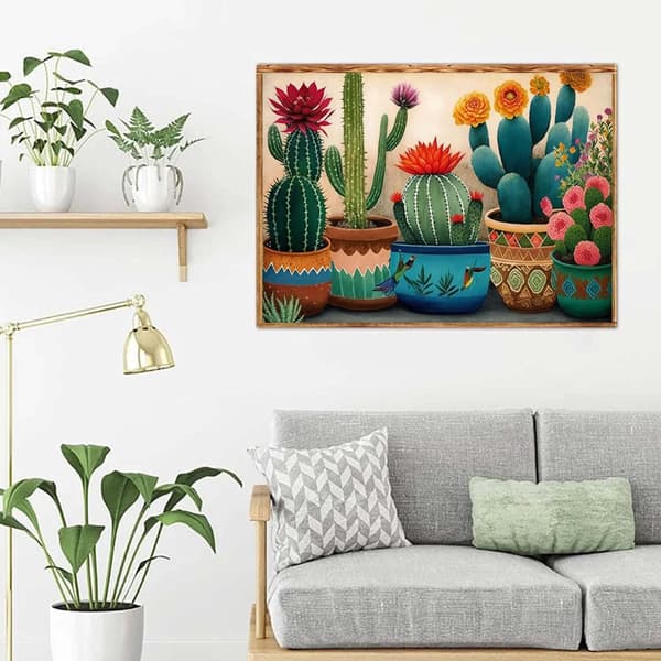 Bomclap Cactus Diamond Art - 5D täysi porauskuvio kiteillä, DIY-seinäkoriste 30x40 cm