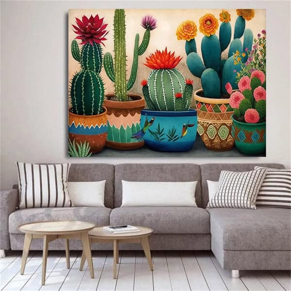 Bomclap Cactus Diamond Art - 5D täysi porauskuvio kiteillä, DIY-seinäkoriste 30x40 cm