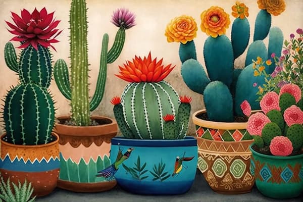 Bomclap Cactus Diamond Art - 5D täysi porauskuvio kiteillä, DIY-seinäkoriste 30x40 cm