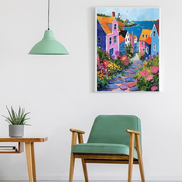 Bomclap Village Maisemamosaiikki Timanttitaide - 5D viehättävä kyläkohtaus pyöreillä helmillä, 30x40 cm
