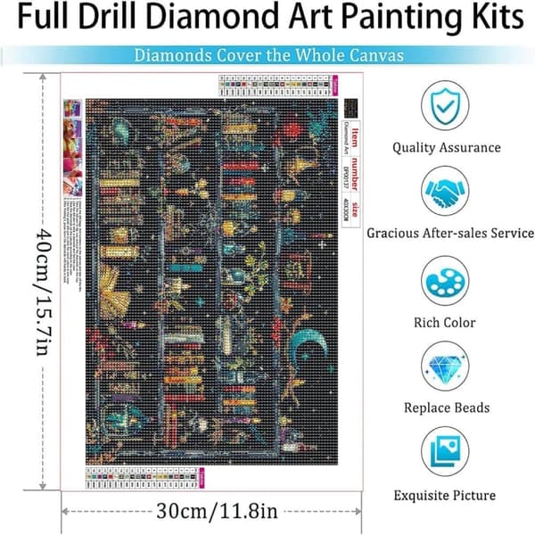 Bomclap Spellbook Diamond Crafts Diamond Art - 5D Fantasy Design for Voksne, Boligindretning 30x40 cm