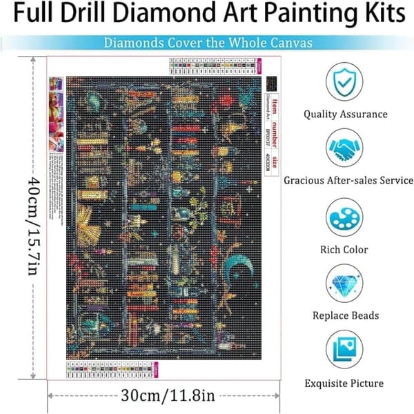 Bomclap Spellbook Diamond Crafts Diamond Art - 5D Fantasy Design for Voksne, Boligindretning 30x40 cm