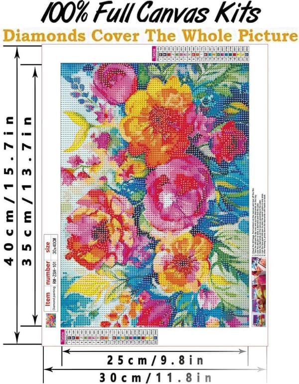 Bomclap Blomsterbukett Diamantkonst - 5D romantisk design för nybörjare, 30x40 cm