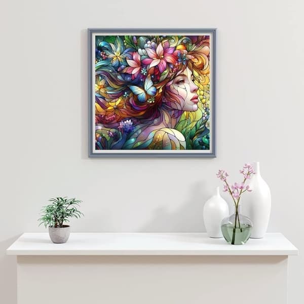 Bomclap Fjärilskvinna Diamantkonst - 5D konstfull kombinationsdesign, diamantkonst 35x35 cm