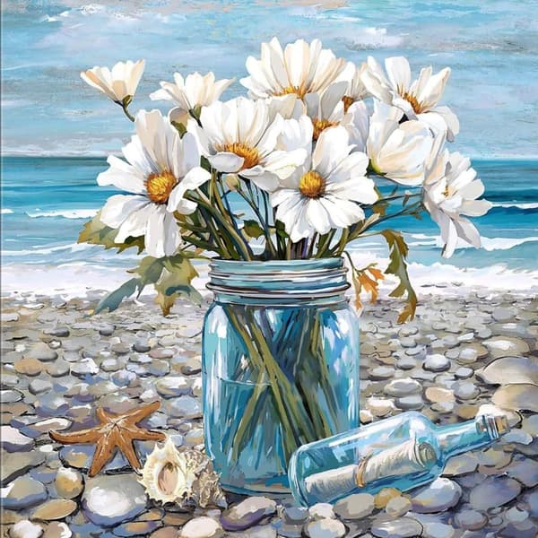 Bomclap Blomvas Diamantkonst - 5D elegant keramikdesign, hemdekoration 35x35 cm