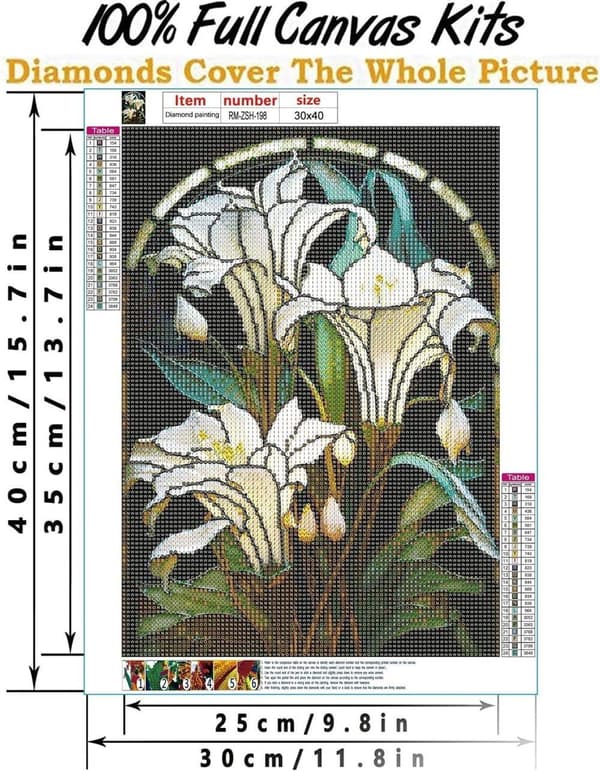 Bomclap Diamantmålning-sats för Vuxna - Blomster DIY 5D Full Drill Diamantkonst Hantverksset med Kristaller Heminredning 30x40 cm