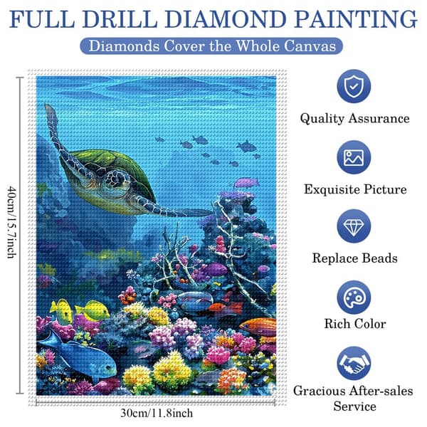 5D Diamond Painting – Undervattenmiljön DIY Pärlkonst Diamantmålning Kits för Vuxna & Nybörjare, 30x40cm, Heminredning
