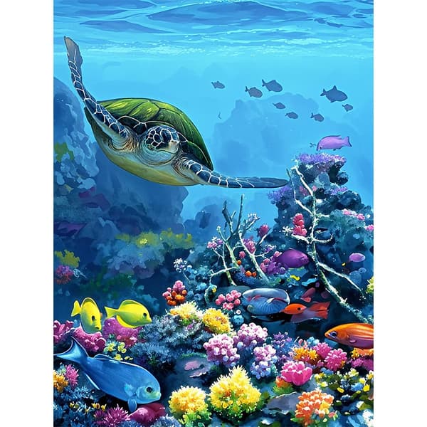 5D Diamond Painting – Undervattenmiljön DIY Pärlkonst Diamantmålning Kits för Vuxna & Nybörjare, 30x40cm, Heminredning