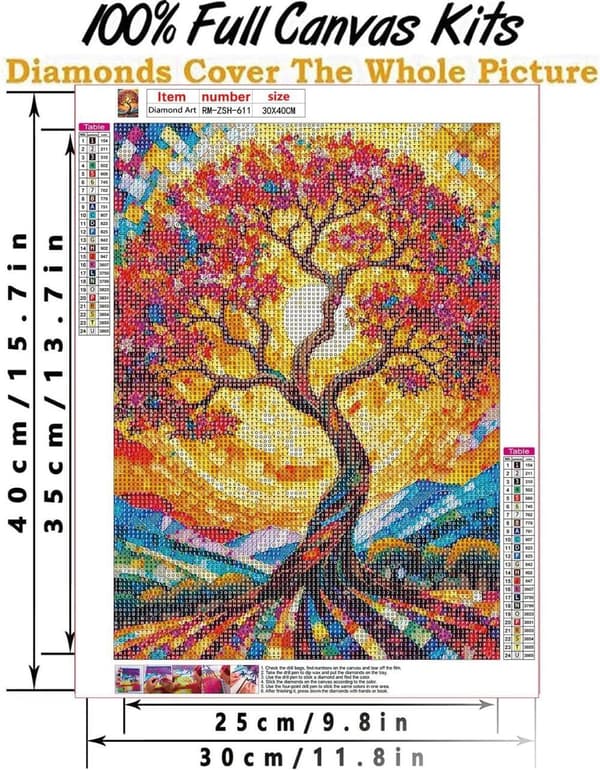 Bomclap Livets Træ Diamantkunst - 5D Symbolsk Design med Fuld Boremaskine, Boligindretning 30x40 cm
