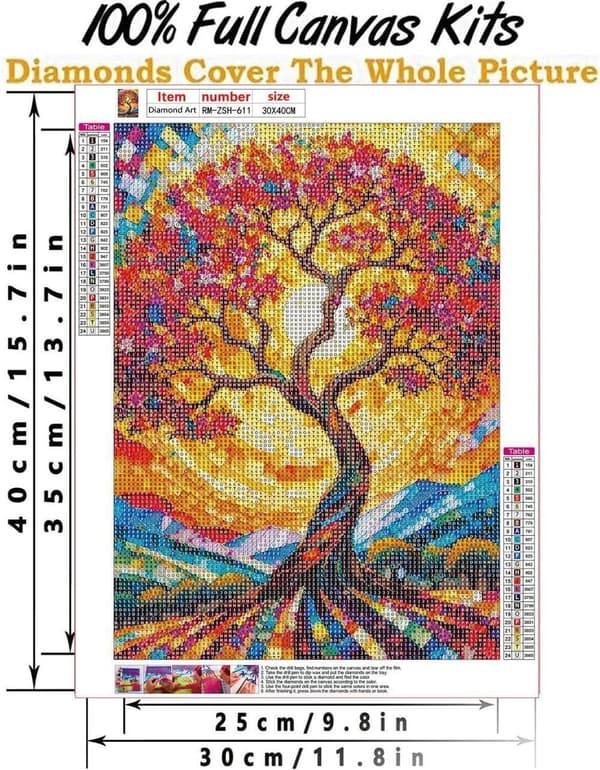 Bomclap Livets Træ Diamantkunst - 5D Symbolsk Design med Fuld Boremaskine, Boligindretning 30x40 cm