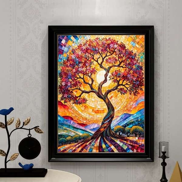 Bomclap Livets Træ Diamantkunst - 5D Symbolsk Design med Fuld Boremaskine, Boligindretning 30x40 cm