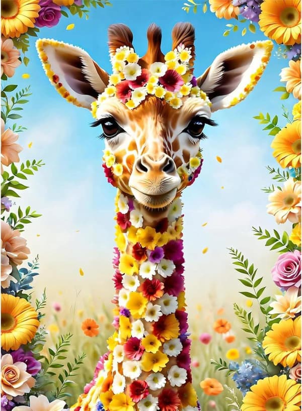 Bomclap Safari Giraff Diamantmålning - 5D höjdjursdesign för nybörjare, diamantkonst 30x40 cm