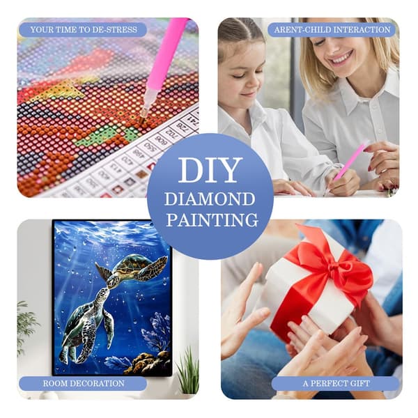 5D Diamantmaleri – Undervandsfølelse af skildpadder DIY perlebesatte diamantmalerisæt til voksne og begyndere, 30x40cm