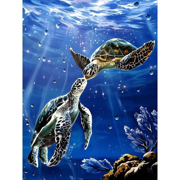5D Diamantmaleri – Undervandsfølelse af skildpadder DIY perlebesatte diamantmalerisæt til voksne og begyndere, 30x40cm