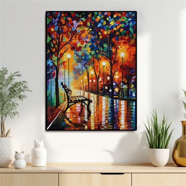 5D Diamond Painting – Autumnal Evening Path DIY Pärlkonst för Vuxna & Nybörjare, 30x40cm, Heminredning