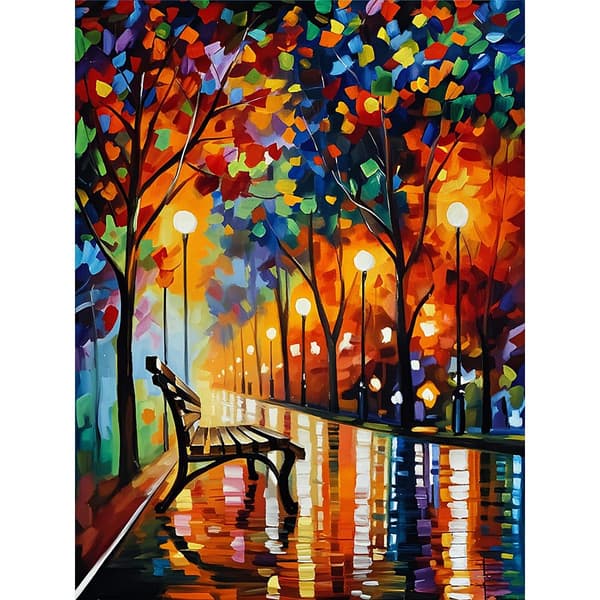 5D Diamond Painting – Autumnal Evening Path DIY Pärlkonst för Vuxna & Nybörjare, 30x40cm, Heminredning