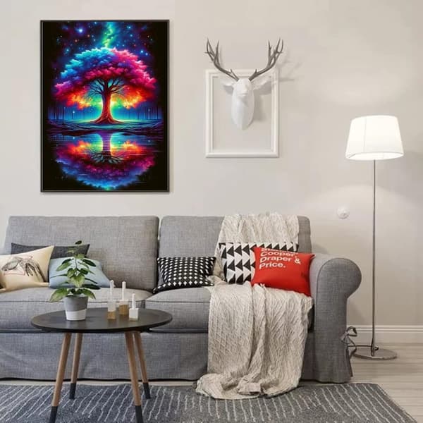 Bomclap Mystiskt Livets Träd Diamantmålning - 5D rundpärlemosaik med kristaller, 30x40 cm
