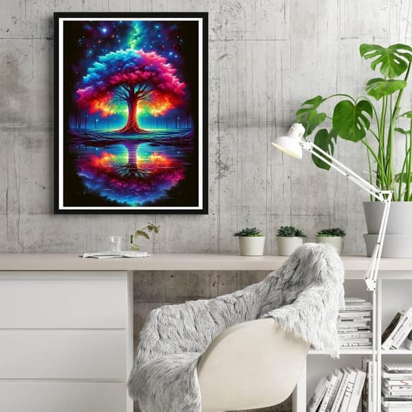 Bomclap Mystiskt Livets Träd Diamantmålning - 5D rundpärlemosaik med kristaller, 30x40 cm