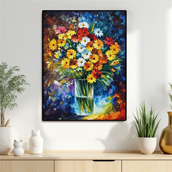 5D Diamond Painting – Färgrik Blomsterbouquet DIY Pärlkonst för Vuxna & Nybörjare, 30x40cm, Heminredning