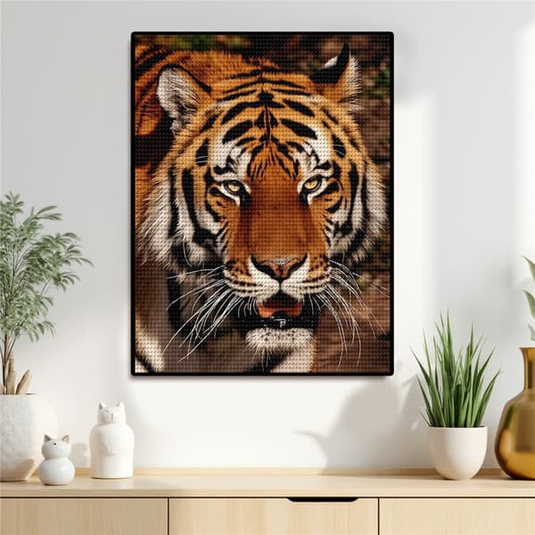 5D Timanttimaalaus – Majestic Tiger DIY -helmitaidetta aikuisille ja aloittelijoille, 30x40cm, kodin sisustus
