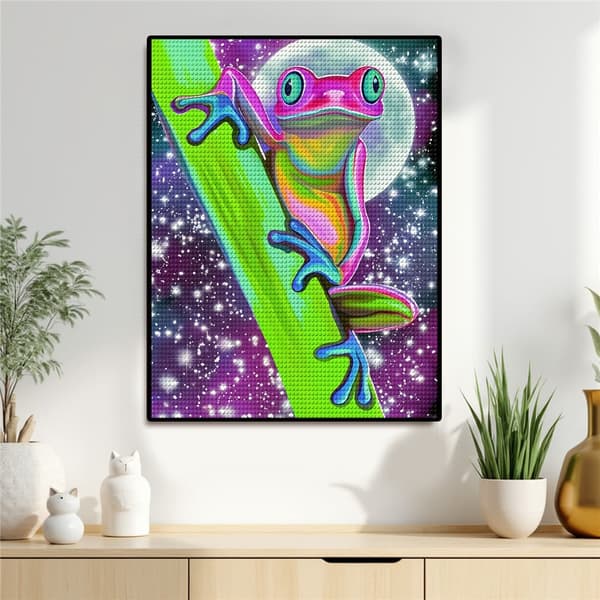 5D Timanttimaalaus – Värikäs sammakko DIY-helmitaidetta aikuisille ja aloittelijoille, 30x40cm, kodin sisustus