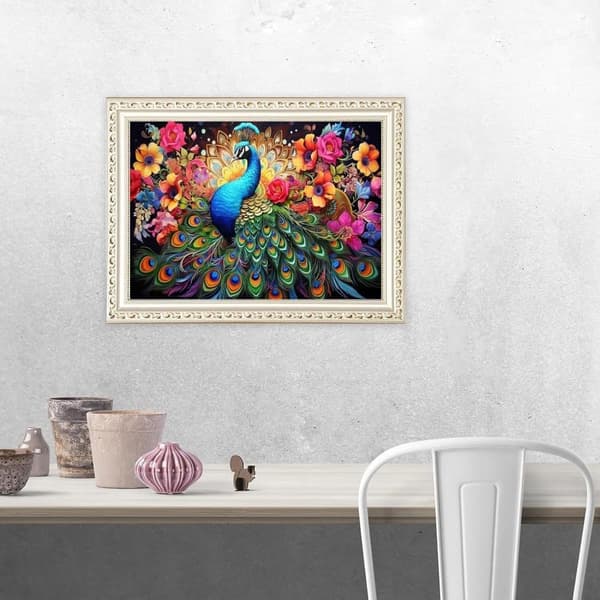 Bomclap Påfågelsprakt Diamantmålning - 5D färgstark fågeldesign för väggar, 30x40 cm