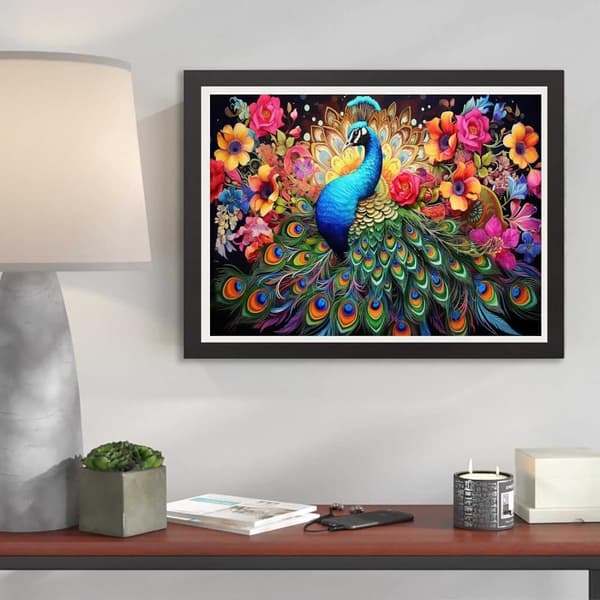 Bomclap Påfågelsprakt Diamantmålning - 5D färgstark fågeldesign för väggar, 30x40 cm