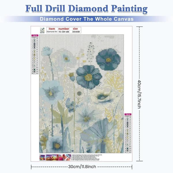 Bomclap Blomstermönster Diamantmålning - 5D botanisk konst för nybörjare, DIY 30x40 cm