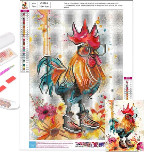Bomclap timanttimaalaus aikuisille: Silmälasikana 5D pyöreä täyspora DIY 30x40 cm