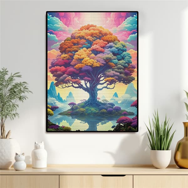 5D Diamond Painting – Färgsprakande Världsträd DIY Pärlkonst för Vuxna & Nybörjare, 30x40cm, Heminredning