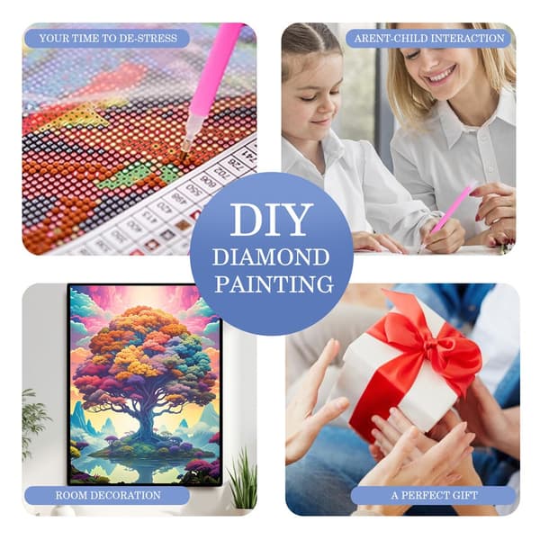 5D Diamond Painting – Färgsprakande Världsträd DIY Pärlkonst för Vuxna & Nybörjare, 30x40cm, Heminredning